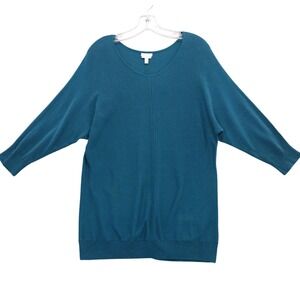 Talbots Luxury Blend Teal Blue Knit‎ Sweater Dolman Sleeve Top Medium
